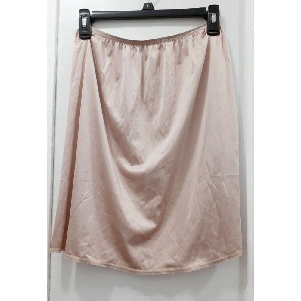 EUC Vassarette Beige Half Slip w/ Lace Edge Slit Women's Size Med & 20" Length